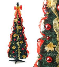 Best Artificial 6ft Red/Gold Pop-up Pre-Decorated Pre-Lit Christmas Tree Green Green Red Gold 6ft