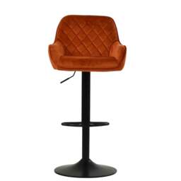 Lakeland Furniture Arnside Burnt Orange Velvet Black Adjustable Base 1 Bar Stool