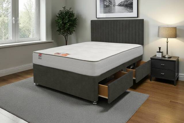 "Emily Naples Bed Set With Mattress, 2 Drawers Same Side & 24""Headboard"