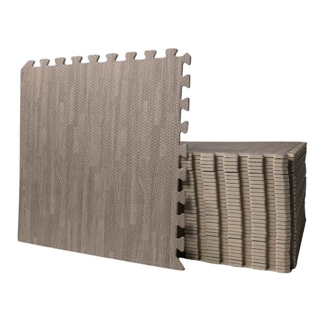 Samuel Alexander 4 Piece Grey Wood Effect EVA Foam Floor Protective Tiles Mats 60x60cm