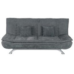 Living and Home Linen Fabric 2-Seat Convertible Sofa Bed with Cushions Grey Two Seater