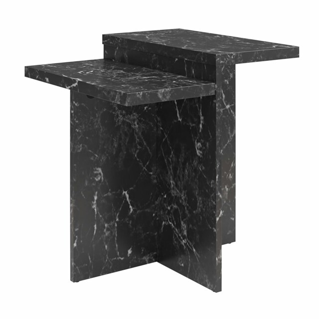 Brielle Accent Table Black Faux Marble Multi