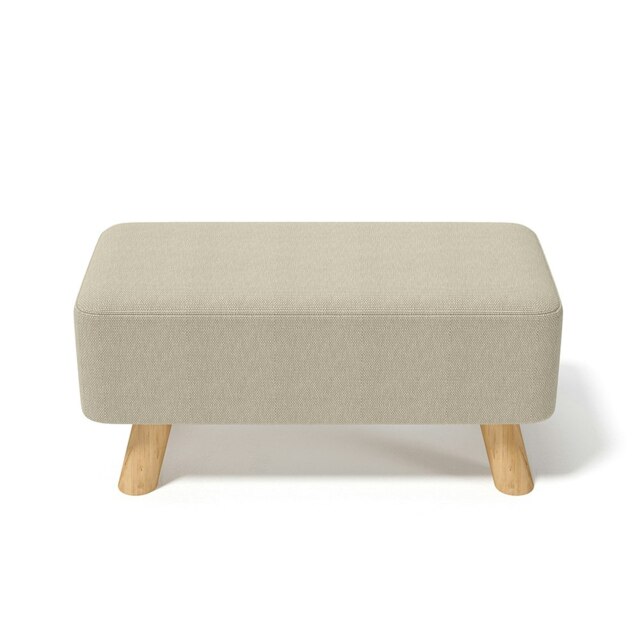 Living and Home Rectangular Ottoman Footrest with Wood Legs - Beige