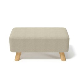 Living and Home Rectangular Ottoman Footrest with Wood Legs - Beige