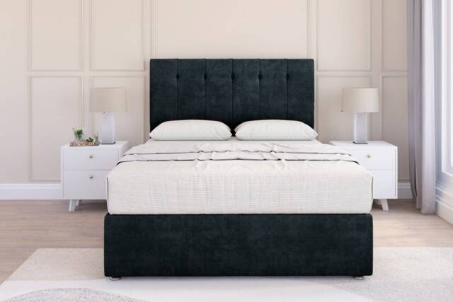 Sloomy Highbury Black Naples Divan Bed Base 4 Drawers With 26 Inch Strutted Headboard Black Black Double 1