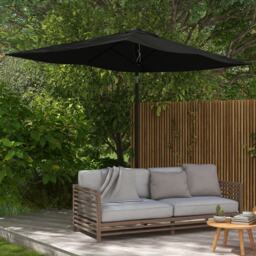 Outsunny 2 x 3(m) Garden Parasol Rectangular Market Umbrella w/ Crank Black Black