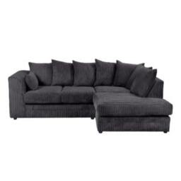 Rivoli L Shape Corner Sofa in Jumbo Cord - Left Hand Facing Chaise Black Five Plus Seater