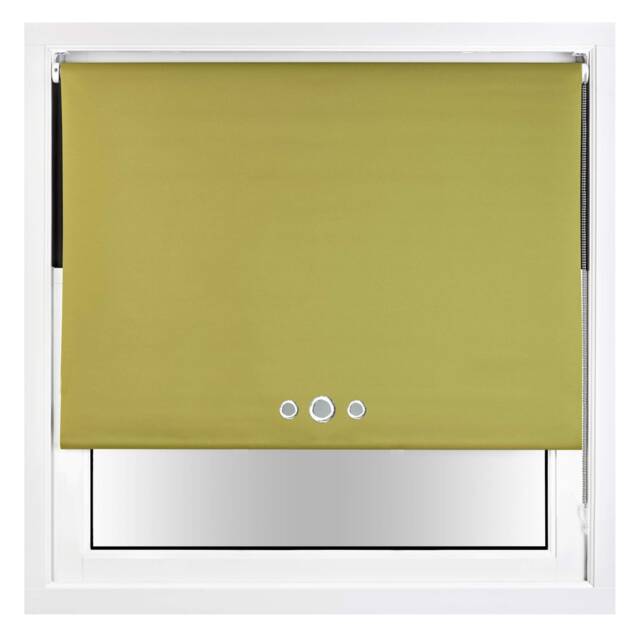 FURNISHED Blackout Roller Blind with Triple Eyelets & Metal Fittings Green Green (W) 195cm x (L) 210cm