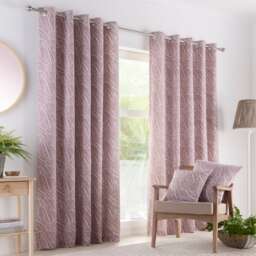 Portfolio Home Madison Botanical Leaves Mauve 66 x 54 Inches Fully Lined Eyelet Curtains Purple