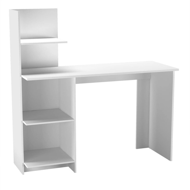 FRANCO Computer Desk Workstation 4-Tier Shelves Home Office Study Writing Table Multi White 1