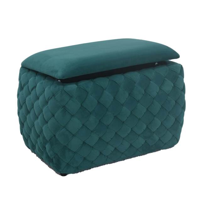 Plumeo Velvet Storage Ottoman - Dark Green