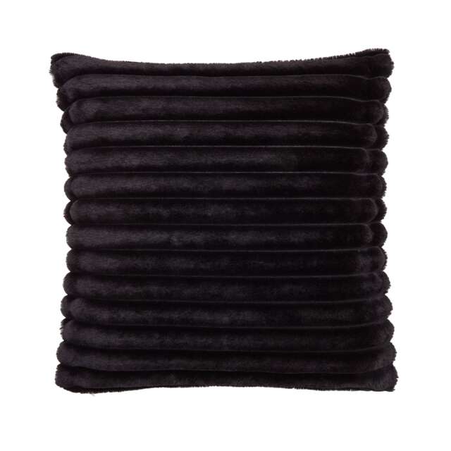 Catherine Lansfield Cosy Ribbed Faux Fur Soft Touch Cushion Black 45x45cm