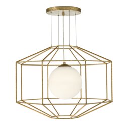 Izmir 1 Light Pendant Hexagonal Old Gold Frame Opal Glass
