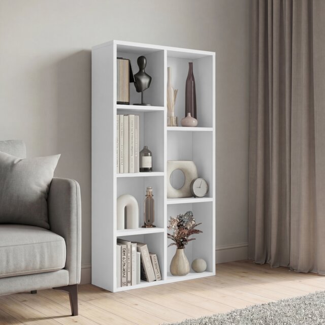 Vida Designs 7 Cube Storage Livingroom Bookcase Office Display Unit, White
