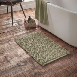 Bianca Aspen Bobble Bath Mat Green Sage Green 50x80cm