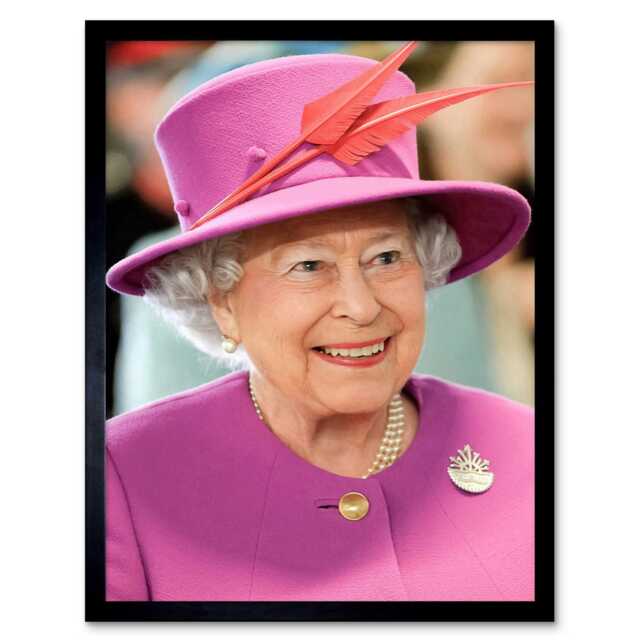 "Rouse Queen Elizabeth II England Photo 12x16"" Framed Wall Art Print"