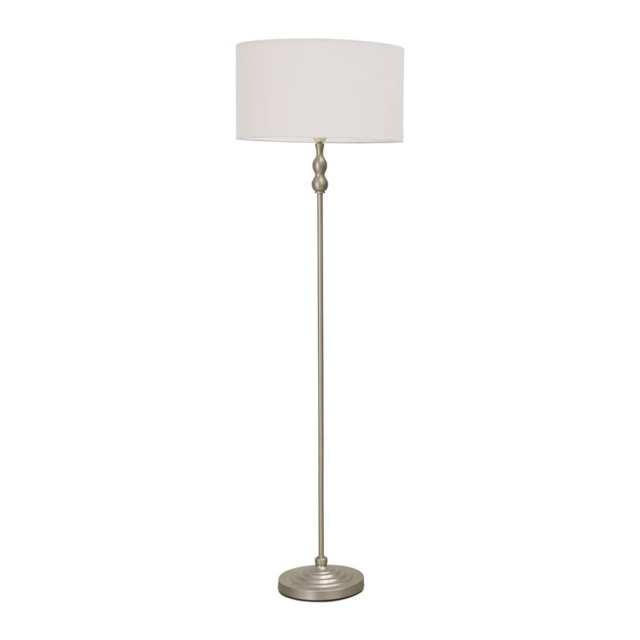 ValueLights Maggie Chrome Candlestick Floor Lamp White Shade and Bulb