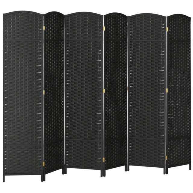 HOMCOM 6 Panel Folding Room Divider, Freestanding Privacy Screen for Living Room, Bedroom and Office, 240 x 170cm, Black Black
