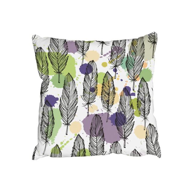 Cushions - Spotted colored feather seamless pattern, vector background (Cushion)