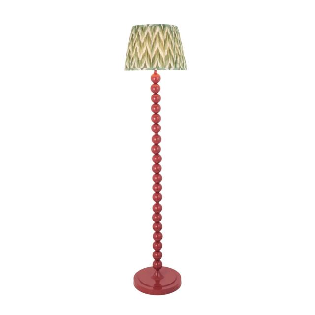 Higgledy Gloss Pink Clay Paint Floor Lamp with Cotswold Green Fabric Zigzag Shade 35cm E27