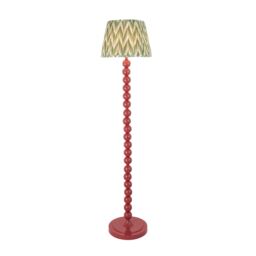 Higgledy Gloss Pink Clay Paint Floor Lamp with Cotswold Green Fabric Zigzag Shade 35cm E27