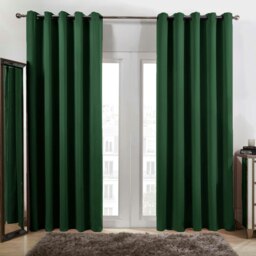 "OHS Soft Blackout Thermal Insulated Eyelet Curtains, 46x72"" - Forest Green"