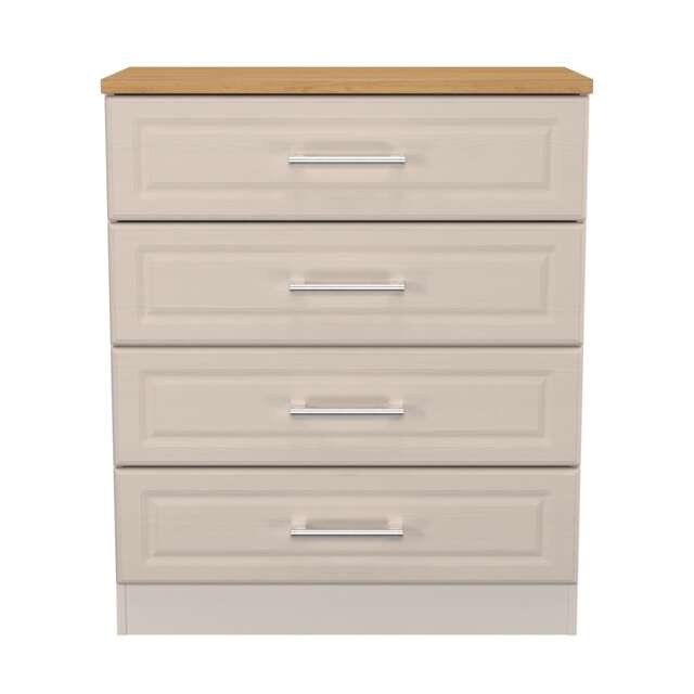 Norfolk 4 Drawer Chest of Drawers in Kashmir Ash & Modern Oak (Ready Assembled) Cream Kashmir Ash & Modern Oak