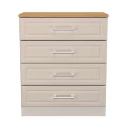 Norfolk 4 Drawer Chest of Drawers in Kashmir Ash & Modern Oak (Ready Assembled) Cream Kashmir Ash & Modern Oak