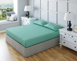 Fitted Sheet Polycotton Plain Dyed Extra Deep 25cm Bed Linen Green Mint Small Double