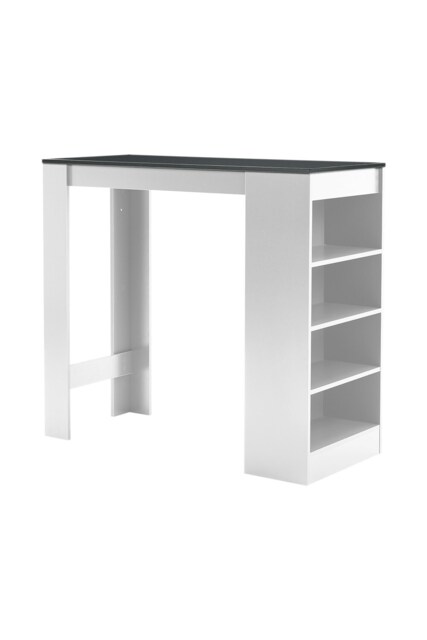 Living and Home Wooden Bar Table with Open Shelves -White