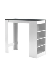Living and Home Wooden Bar Table with Open Shelves -White