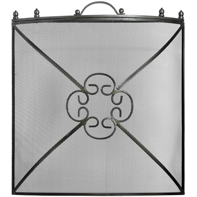 Hill Interiors Mesh Fireguard in Antique Pewter Effect Finish - Silver/Black/Grey - 61 x 61 x 13.5cm