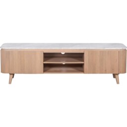 Bundi Natural Marble & Wood Large Tv Cabinet Brown 1