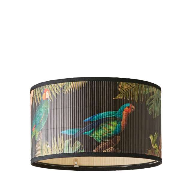 ValueLights Medium Dark Jungle Bamboo Drum Lamp Shade and Bulb Multi