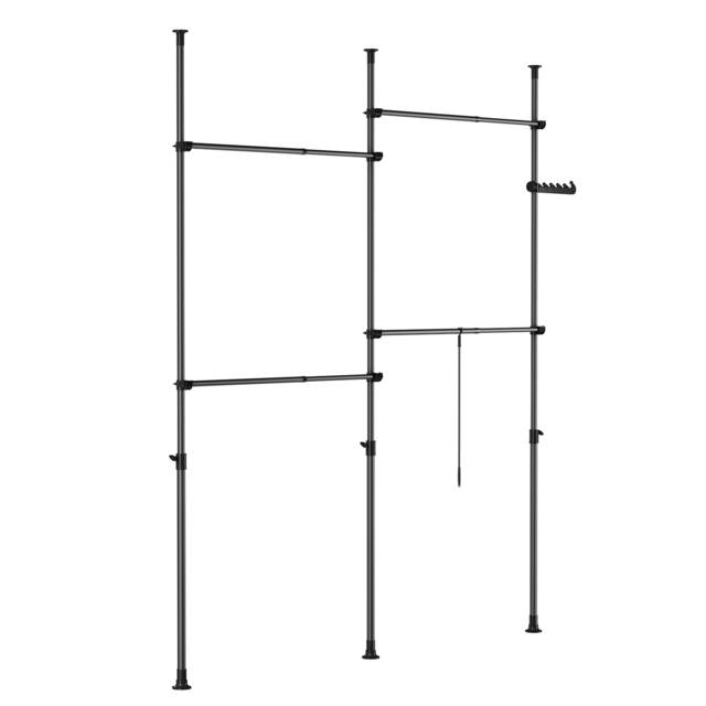 "SoBuy Telescopic Floor Clothes Stand, Sturdy Adjustable Open Closet, Black, 24.4""-44.5"" W x 16.1"" D x 78.7"" H, 25 kg - KLS03-II-SCH"