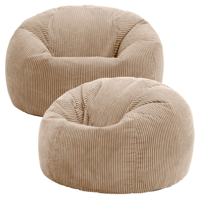 Kingston Classic Beanbag Corduroy Natural Beige Set of 2 Cream Natural 2