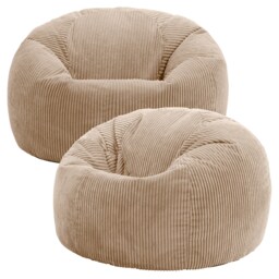 Kingston Classic Beanbag Corduroy Natural Beige Set of 2 Cream Natural 2
