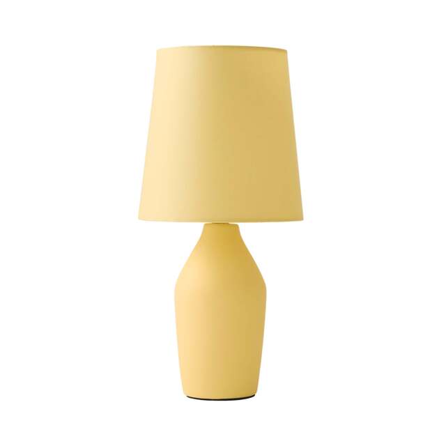 ValueLights Arlo Pair of Yellow Ceramic Table Lamps and Bulbs