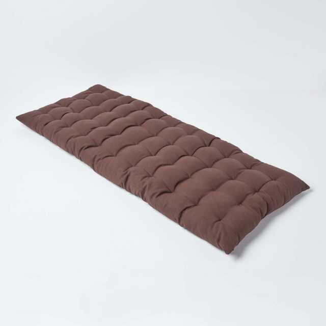 Homescapes Garden Bench Cushion Luxury 2 Seater Cotton Indoor Outdoor Seat Pad Brown 108 x 42 cm 1