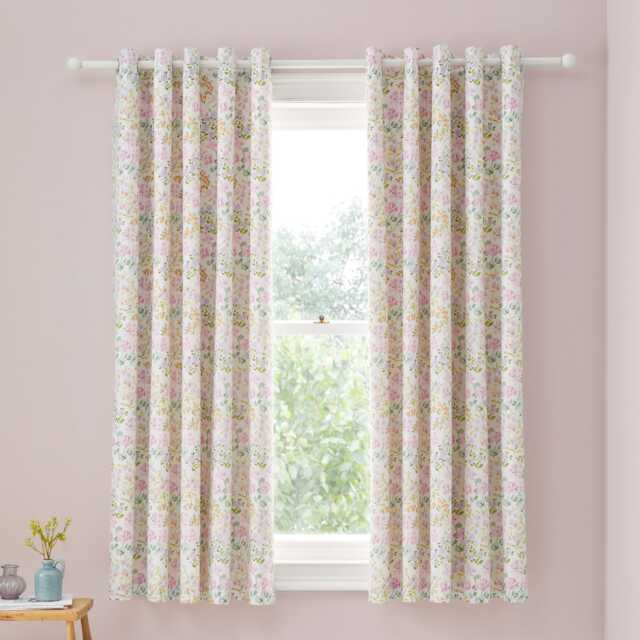 D & D Edith Eyelet Curtains Lilac