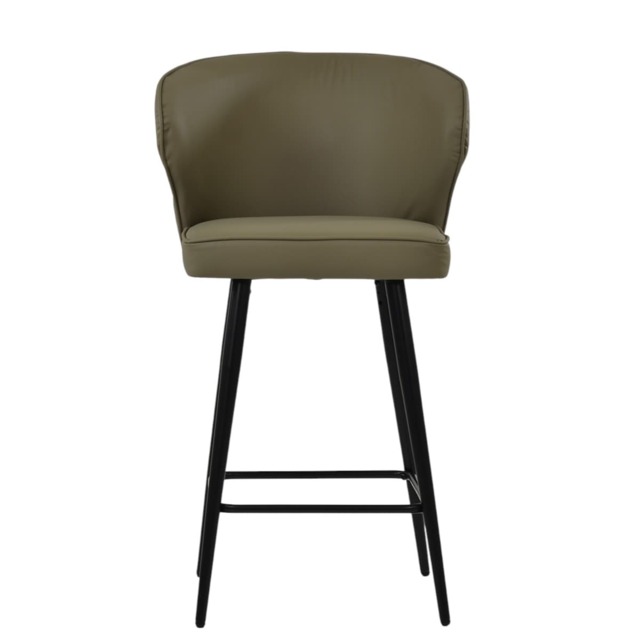 Lakeland Furniture Colby Taupe Faux Leather Black Fixed Leg Base 1 Bar Stool