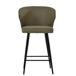 Lakeland Furniture Colby Taupe Faux Leather Black Fixed Leg Base 1 Bar Stool