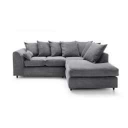 Rivoli L Shape Corner Sofa in Jumbo Cord - Left Hand Facing Chaise Grey Five Plus Seater