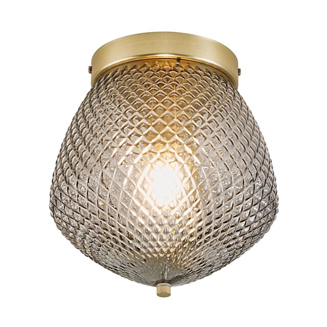 Nordlux Orbiform Indoor Ceiling Light Brass Glass E27 Retro - Mains Powered, IP20 Gold Smoke