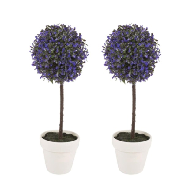 27cm Decorative Artificial Ball Plant -1-2 Pack Purple Lavender & Set of 2 2