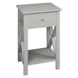Wooden 1 Drawer Bedside Sofa Side End Table Frame Nightstand with Storage Shelf Grey 1 Grey 1