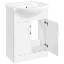 Yaheetech Freestanding Bathroom Cabinet with Ceramic Sink White White