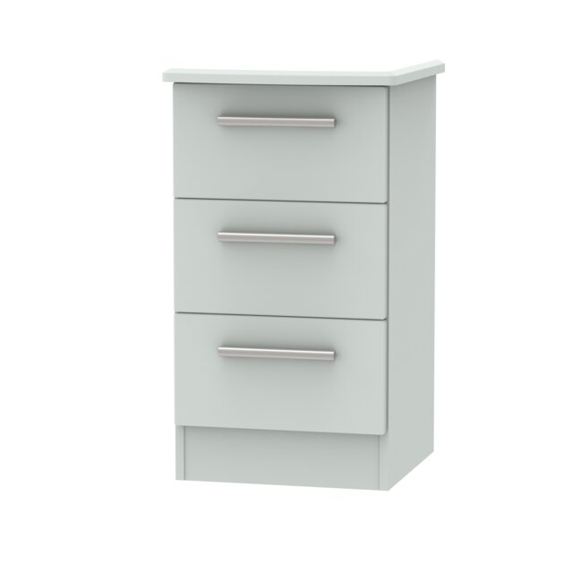 Windsor 3 Drawer Bedside Cabinet in Grey Matt (Ready Assembled) Grey Grey Matt