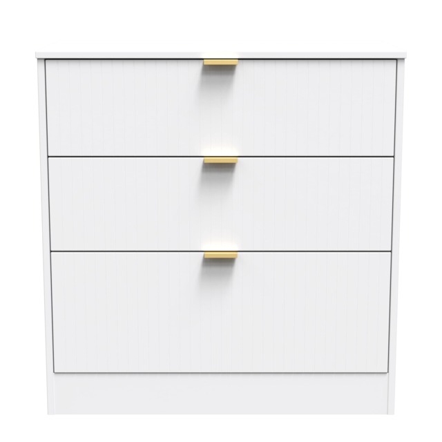 Denver 3 Drawer Deep Chest of Drawers in White Matt (Ready Assembled) White White Matt