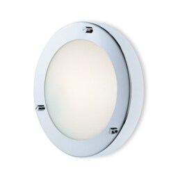 Rondo 1 Light Wall / Flush Ceiling Light Chrome, Opal Glass IP54, G9